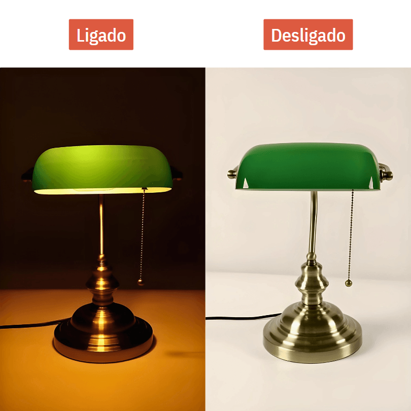 Abajur Banqueiro Inglês Vintage Verde - RetroGreen - ProntoPraTi