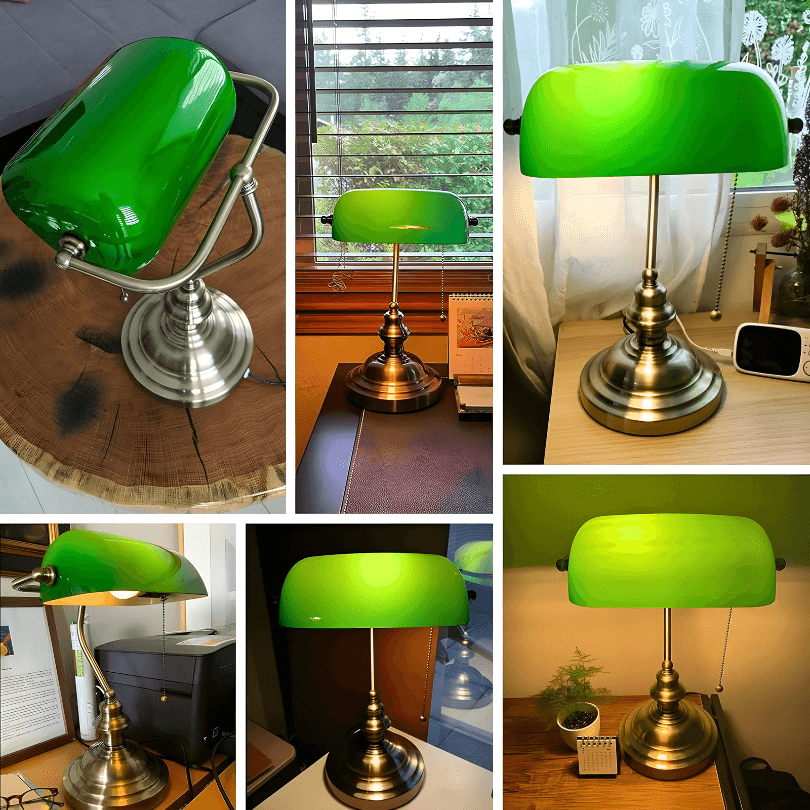 Abajur Banqueiro Inglês Vintage Verde - RetroGreen - ProntoPraTi