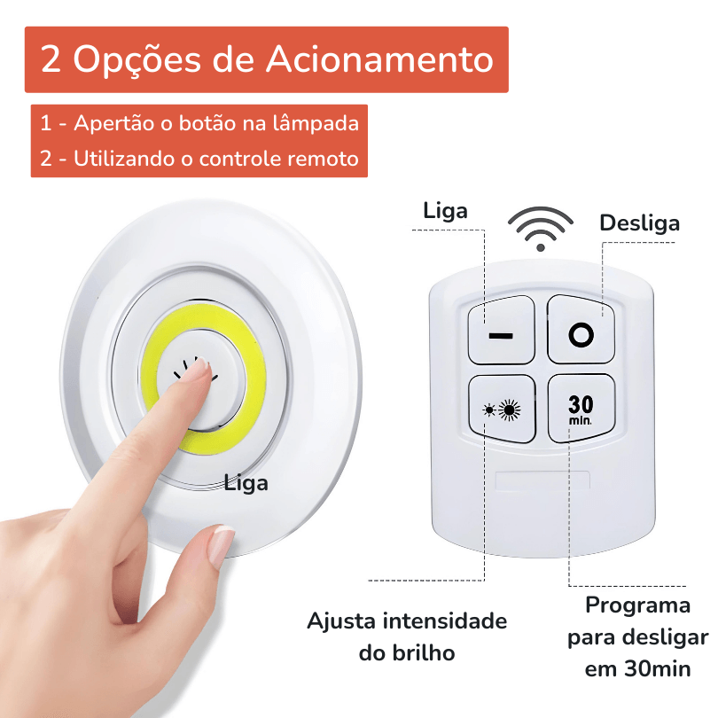 Lâmpadas Led Sem Fio com Controle Remoto - LuxLed - ProntoPraTi