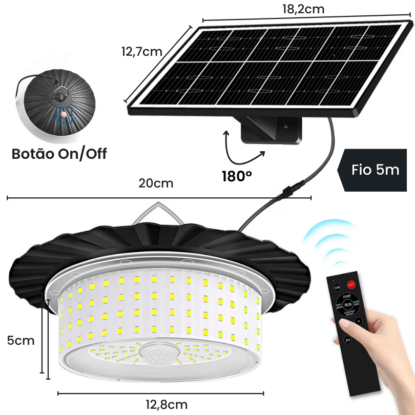 Pendente Solar com Sensor - Cake 360 - ProntoPraTi