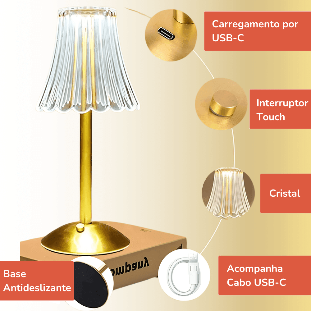 Abajur de Cristal - Lamp CrystalClassic - ProntoPraTi