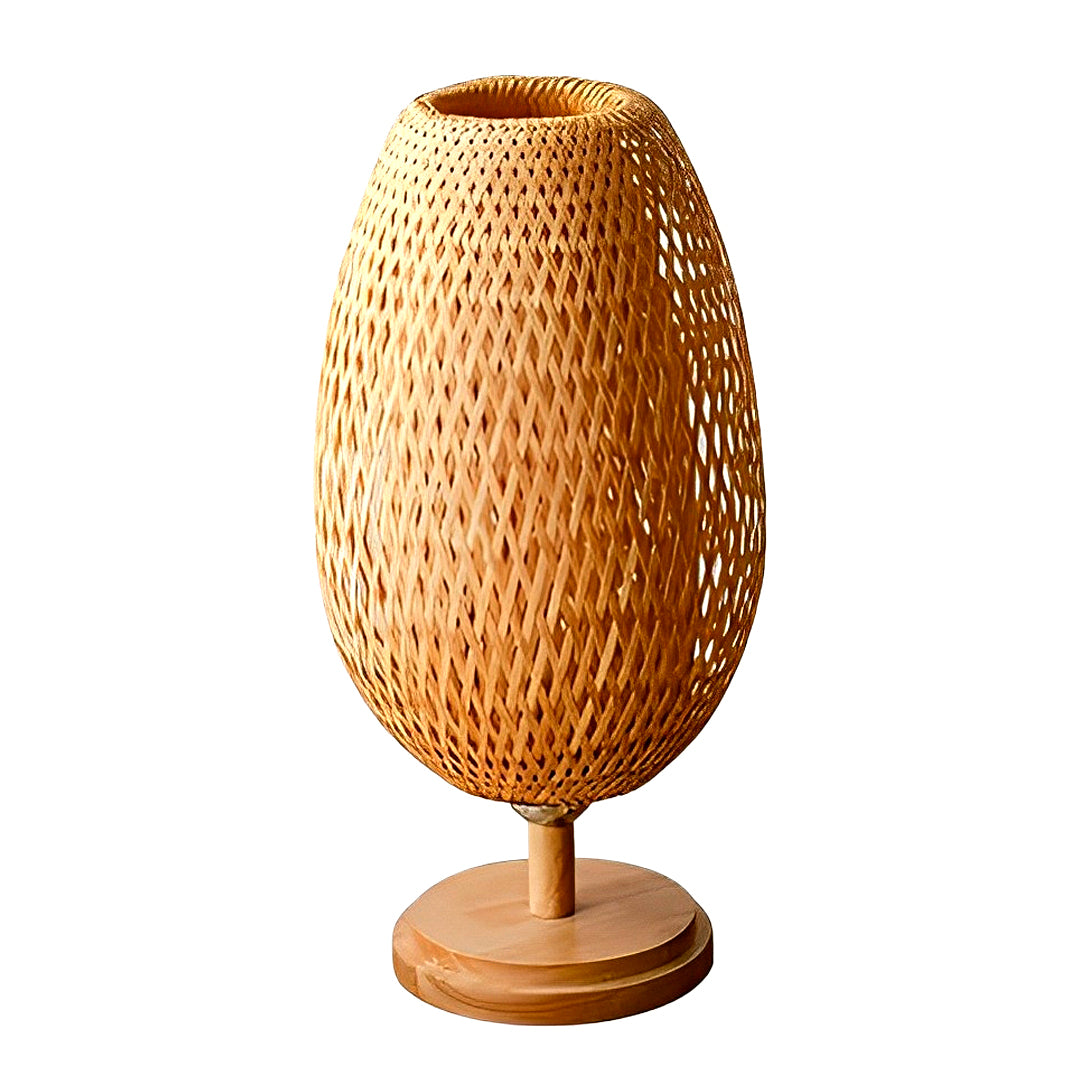 Abajur de Bambu Palha Fibra Natural - Pineapple Duo