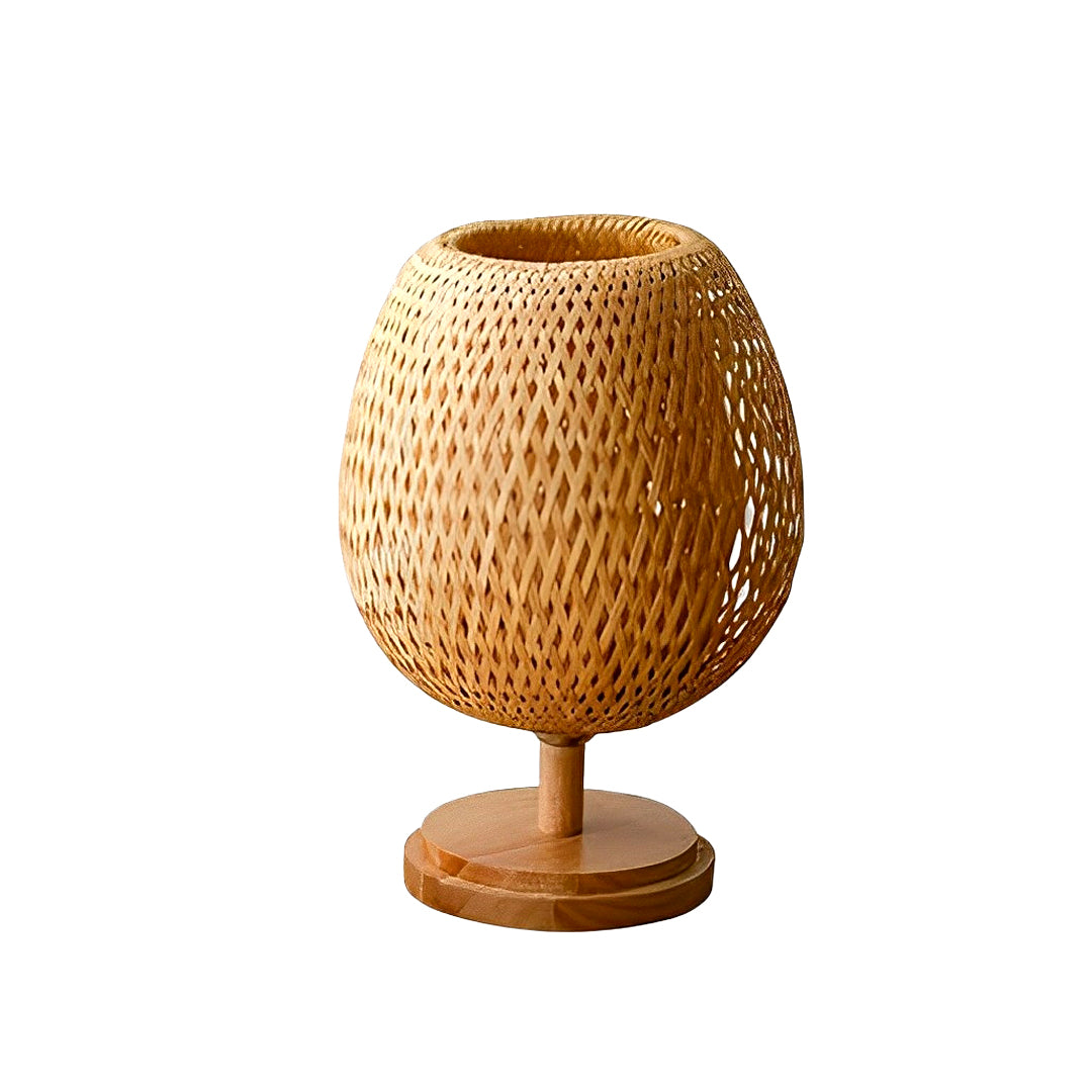 Abajur de Bambu Palha Fibra Natural - Pineapple Duo